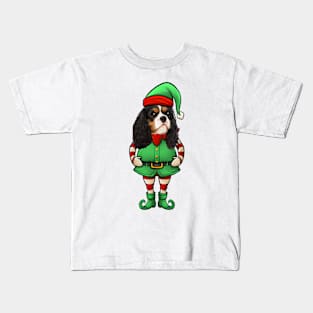 Cavalier King Charles Spaniel Christmas Elf Kids T-Shirt